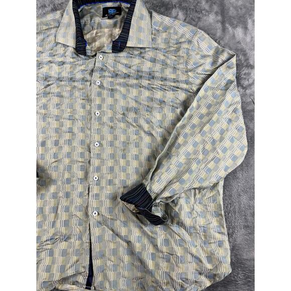 Michelsons London East End Men's Dress Shirt XXL Green Blue Check Pattern - Picture 6 of 9